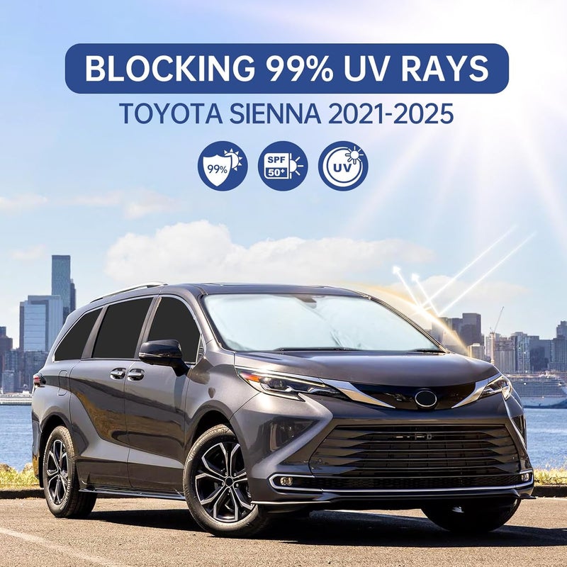 FSHAANY'S 8pcs Car Window Shades for Toyota Sienna 2021-2025, Full Car Window Covers for Privacy, Sunshades for Sienna Front Rear Windshield Side Windows to Block UV and Protect Privacy - Image 5